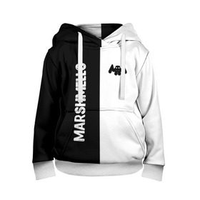 Детская толстовка 3D с принтом Marshmello в городе Новоалтайск, 100% полиэстер | двухслойный капюшон со шнурком для регулировки, мягкие манжеты на рукавах и по низу толстовки, спереди карман-кенгуру с мягким внутренним слоем | black and white | christopher comstock | dj | marshmello | music | диджей | клубная музыка | клубняк | крис комсток | логотип | маршмэллоу | музыка | черно белый