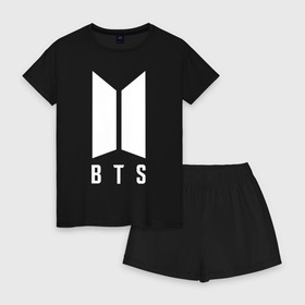 Женская пижама с шортиками хлопок с принтом BTS SUGA в городе Новоалтайск, 100% хлопок | футболка прямого кроя, шорты свободные с широкой мягкой резинкой | bangtan boys | bt21 | bts | bts army | bts stickers | j hope | jimin | jin | jungkook | k pop | rap monster | rapmon | suga | v | бтс | корея | стикеры bts