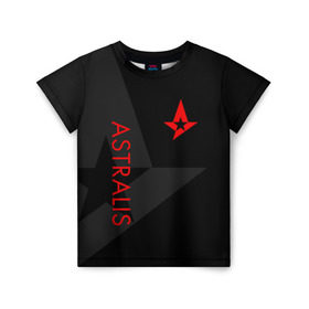 Детская футболка 3D с принтом ASTRALIS в городе Новоалтайск, 100% гипоаллергенный полиэфир | прямой крой, круглый вырез горловины, длина до линии бедер, чуть спущенное плечо, ткань немного тянется | Тематика изображения на принте: action | astralis | awp | counter strike | cs go | cs go global offensive | cybersport | faze clan | game | gamer | hyper beast | shooter | skin | team liquid | киберспорт | оружие | скины