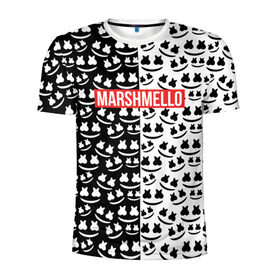 Мужская футболка 3D спортивная с принтом Marshmello в городе Новоалтайск, 100% полиэстер с улучшенными характеристиками | приталенный силуэт, круглая горловина, широкие плечи, сужается к линии бедра | black and white | christopher comstock | dj | logo | marshmello | music | диджей | клубная музыка | клубняк | крис комсток | логотип | маршмэллоу | музыка | черно белый