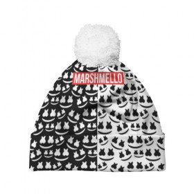 Шапка 3D c помпоном с принтом Marshmello в городе Новоалтайск, 100% полиэстер | универсальный размер, печать по всей поверхности изделия | black and white | christopher comstock | dj | logo | marshmello | music | диджей | клубная музыка | клубняк | крис комсток | логотип | маршмэллоу | музыка | черно белый
