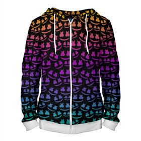 Мужская толстовка 3D на молнии с принтом Marshmello в городе Новоалтайск, 100% полиэстер | длина до линии бедра, манжеты и пояс оформлены мягкой тканевой резинкой, двухслойный капюшон со шнурком для регулировки, спереди молния, по бокам два кармана | christopher comstock | dj | marshmello | music | диджей | клубная музыка | клубняк | крис комсток | логотип | маршмэллоу | музыка