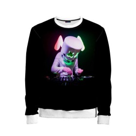 Детский свитшот 3D с принтом Marshmello в городе Новоалтайск, 100% полиэстер | свободная посадка, прямой крой, мягкая тканевая резинка на рукавах и понизу свитшота | marshmello | диджей | клуб | клубная музыка | маршмеллоу | маршмэлло | маршмэллоу | музыка | электронная