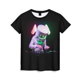 Женская футболка 3D с принтом Marshmello в городе Новоалтайск, 100% полиэфир ( синтетическое хлопкоподобное полотно) | прямой крой, круглый вырез горловины, длина до линии бедер | marshmello | диджей | клуб | клубная музыка | маршмеллоу | маршмэлло | маршмэллоу | музыка | электронная