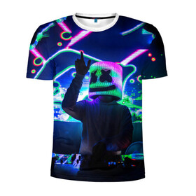 Мужская футболка 3D спортивная с принтом Marshmello в городе Новоалтайск, 100% полиэстер с улучшенными характеристиками | приталенный силуэт, круглая горловина, широкие плечи, сужается к линии бедра | marshmello | диджей | клуб | клубная музыка | маршмеллоу | маршмэлло | маршмэллоу | музыка | электронная