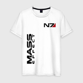 Мужская футболка хлопок с принтом MASS EFFECT в городе Новоалтайск, 100% хлопок | прямой крой, круглый вырез горловины, длина до линии бедер, слегка спущенное плечо. | logo | n7 | броня | костюм | лого | масс эффект | н7 | стальная броня | шепард