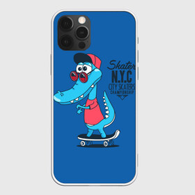 Чехол для iPhone 12 Pro Max с принтом Skate NYC в городе Новоалтайск, Силикон |  | Тематика изображения на принте: freestyle | n | skateboard | бейсболка | город | графика | движение | дикий | доска | животное | колёса | красный | крокодил | крутой | надпись | нью йорк | очки | рисунок | ролики | сила | синий | скейтборд | спорт