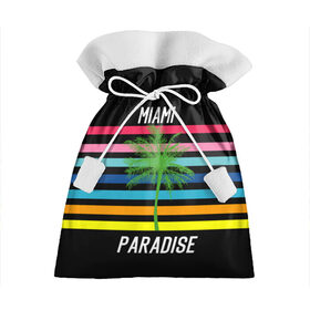 Подарочный 3D мешок с принтом Miami Paradise в городе Новоалтайск, 100% полиэстер | Размер: 29*39 см | america | city | colorful | drawing | grap | miami | palm tree | paradise | recreation | resort | stripes | tree | usa | world | америка | город | графика | дерево | курорт | майами | мировой | надпись | отдых | пальма | полосы | разноцветные | рай | рису