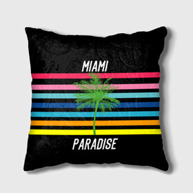 Подушка 3D с принтом Miami Paradise в городе Новоалтайск, наволочка – 100% полиэстер, наполнитель – холлофайбер (легкий наполнитель, не вызывает аллергию). | состоит из подушки и наволочки. Наволочка на молнии, легко снимается для стирки | america | city | colorful | drawing | grap | miami | palm tree | paradise | recreation | resort | stripes | tree | usa | world | америка | город | графика | дерево | курорт | майами | мировой | надпись | отдых | пальма | полосы | разноцветные | рай | рису