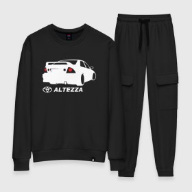 Женский костюм хлопок с принтом Toyota Altezza (2) в городе Новоалтайск, 100% хлопок | на свитшоте круглая горловина, мягкая резинка по низу. Брюки заужены к низу, на них два вида карманов: два 