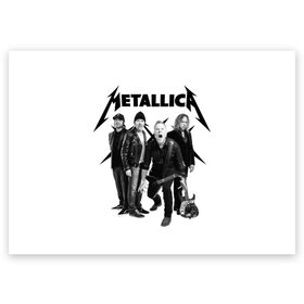 Поздравительная открытка с принтом Metallica в городе Новоалтайск, 100% бумага | плотность бумаги 280 г/м2, матовая, на обратной стороне линовка и место для марки
 | Тематика изображения на принте: heavy metal | metal | metallica | группы | метал | металлика | музыка | рок | трэш метал | хєви метал