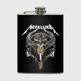 Фляга с принтом Metallica в городе Новоалтайск, металлический корпус | емкость 0,22 л, размер 125 х 94 мм. Виниловая наклейка запечатывается полностью | Тематика изображения на принте: heavy metal | metal | metallica | группы | метал | металлика | музыка | рок | трэш метал | хєви метал
