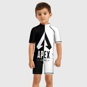 Детский купальный костюм 3D с принтом APEX LEGENDS в городе Новоалтайск, Полиэстер 85%, Спандекс 15% | застежка на молнии на спине | apex | legend | legends | titanfall | апекс | арех | бангалор | бладхаунд | верхушки | гибралтар | каустик | лайфлайн | легенда | легенды | ледженд | леджендс | мираж | орех | рэйф | титанфол
