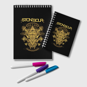 Блокнот с принтом Stone Sour в городе Новоалтайск, 100% бумага | 48 листов, плотность листов — 60 г/м2, плотность картонной обложки — 250 г/м2. Листы скреплены удобной пружинной спиралью. Цвет линий — светло-серый
 | Тематика изображения на принте: metal | rock | slipknot | stone sour | альтернатива | группы | кори тейлор | метал | музыка | ню метал | рок