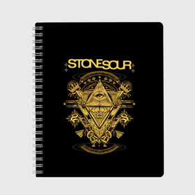 Тетрадь с принтом Stone Sour в городе Новоалтайск, 100% бумага | 48 листов, плотность листов — 60 г/м2, плотность картонной обложки — 250 г/м2. Листы скреплены сбоку удобной пружинной спиралью. Уголки страниц и обложки скругленные. Цвет линий — светло-серый
 | Тематика изображения на принте: metal | rock | slipknot | stone sour | альтернатива | группы | кори тейлор | метал | музыка | ню метал | рок