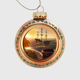 Стеклянный ёлочный шар с принтом Sea of Thieves в городе Новоалтайск, Стекло | Диаметр: 80 мм | blade | captain | game | hat | ken | pirate | sea of thieves | snake | sword | tatoo | woman | игры | пираты