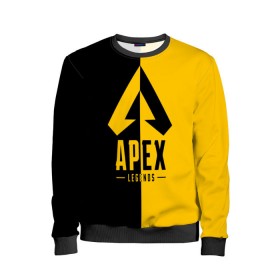 Детский свитшот 3D с принтом APEX LEGENDS YELLOW в городе Новоалтайск, 100% полиэстер | свободная посадка, прямой крой, мягкая тканевая резинка на рукавах и понизу свитшота | apex | legend | legends | titanfall | апекс | арех | бангалор | бладхаунд | верхушки | гибралтар | каустик | лайфлайн | легенда | легенды | ледженд | леджендс | мираж | орех | рэйф | титанфол