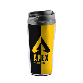 Термокружка-непроливайка с принтом APEX LEGENDS YELLOW в городе Новоалтайск, внутренняя часть — пищевой пластик, наружная часть — прозрачный пластик, между ними — полиграфическая вставка с рисунком | объем — 350 мл, герметичная крышка | apex | legend | legends | titanfall | апекс | арех | бангалор | бладхаунд | верхушки | гибралтар | каустик | лайфлайн | легенда | легенды | ледженд | леджендс | мираж | орех | рэйф | титанфол
