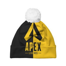 Шапка 3D c помпоном с принтом APEX LEGENDS YELLOW в городе Новоалтайск, 100% полиэстер | универсальный размер, печать по всей поверхности изделия | apex | legend | legends | titanfall | апекс | арех | бангалор | бладхаунд | верхушки | гибралтар | каустик | лайфлайн | легенда | легенды | ледженд | леджендс | мираж | орех | рэйф | титанфол