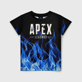 Детская футболка 3D с принтом APEX LEGENDS в городе Новоалтайск, 100% гипоаллергенный полиэфир | прямой крой, круглый вырез горловины, длина до линии бедер, чуть спущенное плечо, ткань немного тянется | apex | apex legends | апекс | апекс легенд | апекс легендс | бой | игра | компьютерная игра | королевская битва | лучшее | огонь | онлайн игра | пламя | популярное | хит | шутер