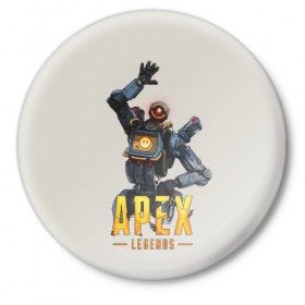 Значок с принтом APEX LEGENDS в городе Новоалтайск,  металл | круглая форма, металлическая застежка в виде булавки | Тематика изображения на принте: apex | apex legends | апекс | апекс легенд | апекс легендс | бой | игра | компьютерная игра | королевская битва | лучшее | онлайн игра | популярное | хит | шутер