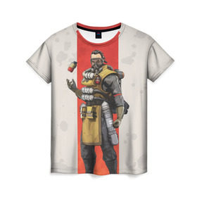Женская футболка 3D с принтом APEX LEGENDS - Caustic в городе Новоалтайск, 100% полиэфир ( синтетическое хлопкоподобное полотно) | прямой крой, круглый вырез горловины, длина до линии бедер | apex | apexlegends | battle | caustic | fall | legends | royale | titan | titanfall | апекс | битва | игра | игры | королевская | легенд | легендс | легенды | лого | меха | мехи | роботы | символ | титанфол | шутер
