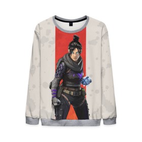 Мужской свитшот 3D с принтом APEX LEGENDS - Wraith в городе Новоалтайск, 100% полиэстер с мягким внутренним слоем | круглый вырез горловины, мягкая резинка на манжетах и поясе, свободная посадка по фигуре | apex | apexlegends | battle | fall | legends | royale | titan | titanfall | wraith | апекс | битва | игра | игры | королевская | легенд | легендс | легенды | лого | меха | мехи | роботы | символ | титанфол | шутер