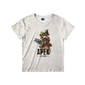 Детская футболка 3D с принтом Apex Legends в городе Новоалтайск, 100% гипоаллергенный полиэфир | прямой крой, круглый вырез горловины, длина до линии бедер, чуть спущенное плечо, ткань немного тянется | Тематика изображения на принте: apex | apex legends | titanfall | апекс | игра | королевская битва | легенд | легенда | легендс | легенды | пехота | пилот | роботы | спектры | стрелялка | титанфол | титаны | шутер