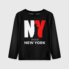 Детский лонгслив 3D с принтом New York City в городе Новоалтайск, 100% полиэстер | длинные рукава, круглый вырез горловины, полуприлегающий силуэт
 | america | city | large | liberty | new york | sculpture | statue | symbol | usa | америка | большие | буквы | город | графика | жизни | иллюстрация | искусство | мода | нью йорк | рисунок | свободы | силуэт | символ | скульптура | статуя