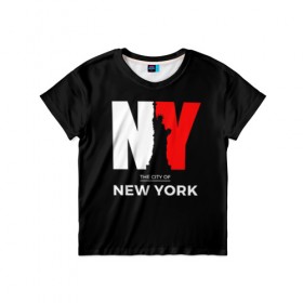 Детская футболка 3D с принтом New York City в городе Новоалтайск, 100% гипоаллергенный полиэфир | прямой крой, круглый вырез горловины, длина до линии бедер, чуть спущенное плечо, ткань немного тянется | america | city | large | liberty | new york | sculpture | statue | symbol | usa | америка | большие | буквы | город | графика | жизни | иллюстрация | искусство | мода | нью йорк | рисунок | свободы | силуэт | символ | скульптура | статуя