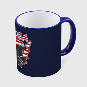 Кружка 3D с принтом USA в городе Новоалтайск, керамика | ёмкость 330 мл | america | bald | bir | eagle | flag | stars and stripes | usa | америка | белоголовый | графика | жизни | звездно полосатый | иллюстрация | искусство | карта | контур | летит | мода | орёл | птица | рисунок | силуэт | символ