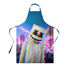 Фартук 3D с принтом Marshmello Glitch в городе Новоалтайск, 100% полиэстер | общий размер — 65 х 85 см, ширина нагрудника — 26 см, горловина — 53 см, длина завязок — 54 см, общий обхват в поясе — 173 см. Принт на завязках и на горловине наносится с двух сторон, на основной части фартука — только с внешней стороны | christopher | comstock | dj | dotcom | fortnite | friends | glitch | marshmallow | marshmello | usa | глитч | диджей | друзья | зефир | комсток | крис | мармелад | маршмэллоу | молнии | музыка | продюсер | сша | фортнайт | хаус | электро