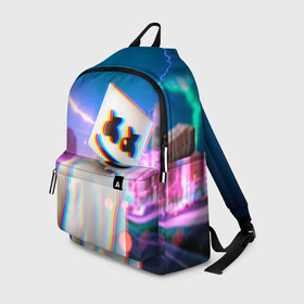 Рюкзак 3D с принтом Marshmello Glitch в городе Новоалтайск, 100% полиэстер | лямки с регулируемой длиной, сверху петелька, чтобы рюкзак можно было повесить на вешалку. Основное отделение закрывается на молнию, как и внешний карман. Внутри два дополнительных кармана, один из которых закрывается на молнию. По бокам два дополнительных кармашка | Тематика изображения на принте: christopher | comstock | dj | dotcom | fortnite | friends | glitch | marshmallow | marshmello | usa | глитч | диджей | друзья | зефир | комсток | крис | мармелад | маршмэллоу | молнии | музыка | продюсер | сша | фортнайт | хаус | электро