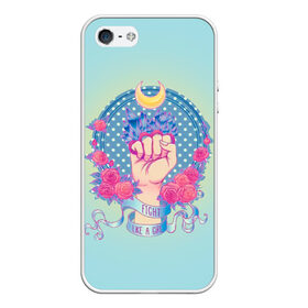 Чехол для iPhone 5/5S матовый с принтом Fight like a girl в городе Новоалтайск, Силикон | Область печати: задняя сторона чехла, без боковых панелей | 8 марта | feminism | girl power | like a girl | sailor moon | venus | весна | женщины | международный женский день | подарок | сейлор мун | феминизм