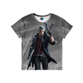 Детская футболка 3D с принтом DMC5 в городе Новоалтайск, 100% гипоаллергенный полиэфир | прямой крой, круглый вырез горловины, длина до линии бедер, чуть спущенное плечо, ткань немного тянется | 2019 | 5 | cry | dante | devil | devil may cry | dmc | game | lady | may | nero | nico | niko | trish | v | ви | данте | девил | дмс | край | мэй | неро
