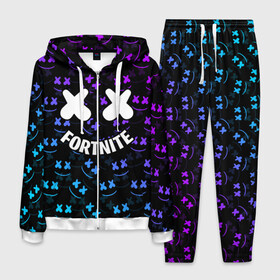 Мужской костюм 3D с принтом FORTNITE x MARSHMELLO в городе Новоалтайск, 100% полиэстер | Манжеты и пояс оформлены тканевой резинкой, двухслойный капюшон со шнурком для регулировки, карманы спереди | 2019 | armor | armour | cybersport | esport | fortnite | game | llama | logo | броня | игра | киберспорт | лама | фиолетовый | фирменные цвета | фортнайт
