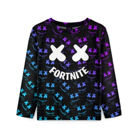 Детский лонгслив 3D с принтом FORTNITE x MARSHMELLO в городе Новоалтайск, 100% полиэстер | длинные рукава, круглый вырез горловины, полуприлегающий силуэт
 | 2019 | armor | armour | cybersport | esport | fortnite | game | llama | logo | броня | игра | киберспорт | лама | фиолетовый | фирменные цвета | фортнайт
