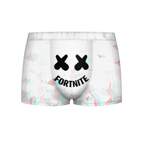 Мужские трусы 3D с принтом FORTNITE x MARSHMELLO в городе Новоалтайск, 50% хлопок, 50% полиэстер | классическая посадка, на поясе мягкая тканевая резинка | 2019 | dj | fortnite | game | glitch | marshmello | usa | америка | глитч | игра | клубная музыка | маршмелло | музыка | музыкант | ф | фортнайт