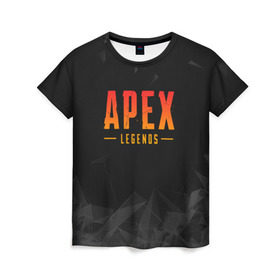 Женская футболка 3D с принтом APEX LEGENDS в городе Новоалтайск, 100% полиэфир ( синтетическое хлопкоподобное полотно) | прямой крой, круглый вырез горловины, длина до линии бедер | apex | apex legends | battle | battle royal | titanfall | апекс | апекс легендс | батл рояль | битва | война | королевская битва