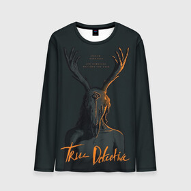 Мужской лонгслив 3D с принтом True Detective в городе Новоалтайск, 100% полиэстер | длинные рукава, круглый вырез горловины, полуприлегающий силуэт | Тематика изображения на принте: carcosa | true detective | каркоса | криминал | мистика | настоящий детектив | раст коул | религия | ритуал | рога | символ | эзотерика
