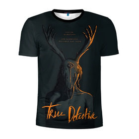 Мужская футболка 3D спортивная с принтом True Detective в городе Новоалтайск, 100% полиэстер с улучшенными характеристиками | приталенный силуэт, круглая горловина, широкие плечи, сужается к линии бедра | Тематика изображения на принте: carcosa | true detective | каркоса | криминал | мистика | настоящий детектив | раст коул | религия | ритуал | рога | символ | эзотерика
