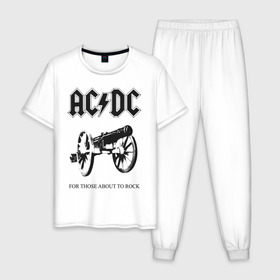 Мужская пижама хлопок с принтом AC/DC в городе Новоалтайск, 100% хлопок | брюки и футболка прямого кроя, без карманов, на брюках мягкая резинка на поясе и по низу штанин
 | ac dc | acdc | группы | метал | музыка | рок | хард рок | эйси диси | эйсидиси