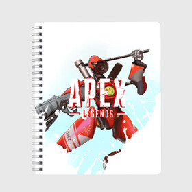 Тетрадь с принтом Apex Legends - Pathfinder в городе Новоалтайск, 100% бумага | 48 листов, плотность листов — 60 г/м2, плотность картонной обложки — 250 г/м2. Листы скреплены сбоку удобной пружинной спиралью. Уголки страниц и обложки скругленные. Цвет линий — светло-серый
 | apex | apexlegends | battle | fall | legends | pathfinder | royale | titan | titanfall | апекс | битва | игра | игры | королевская | легенд | легендс | легенды | лого | меха | мехи | роботы | символ | титанфол