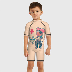 Детский купальный костюм 3D с принтом Apex legends - Lifeline в городе Новоалтайск, Полиэстер 85%, Спандекс 15% | застежка на молнии на спине | apex | apex legends | battle royale | br | games | new | titanfall | ttf | апекс | апех | бангалор | батл рояль | бладхаунд | игры | каустик | лайфлайн | мираж | рэйф | тайтанфол | титанфол