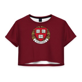 Женская футболка Cropp-top с принтом Harvard University в городе Новоалтайск, 100% полиэстер | круглая горловина, длина футболки до линии талии, рукава с отворотами | Тематика изображения на принте: harvard university | usa | америка | вуз | гарвард | колледж | образование | студенты | сша | университет | школа