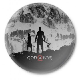 Значок с принтом GOD of WAR в городе Новоалтайск,  металл | круглая форма, металлическая застежка в виде булавки | Тематика изображения на принте: god of war | god of war 2 | god of war ii | бог войны | война богов | колосс родосский | кратос | крик