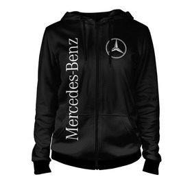 Женская толстовка 3D на молнии с принтом MERCEDES-BENZ (2 стороны) в городе Новоалтайск, 100% полиэстер | длина до линии бедра, манжеты и пояс оформлены мягкой тканевой резинкой, двухслойный капюшон со шнурком для регулировки, спереди молния, по бокам два кармана | amg | benz | carbon | logo | mercedes | амг | бенз | бенс | бенц | гелик | карбон | лого | мерин | мерс | мерседес | на спине