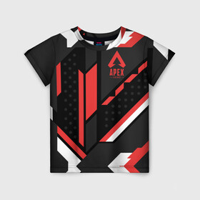 Детская футболка 3D с принтом APEX LEGENDS в городе Новоалтайск, 100% гипоаллергенный полиэфир | прямой крой, круглый вырез горловины, длина до линии бедер, чуть спущенное плечо, ткань немного тянется | apex | legend | legends | titanfall | апекс | арех | бангалор | бладхаунд | верхушки | гибралтар | каустик | лайфлайн | легенда | легенды | ледженд | леджендс | мираж | орех | рэйф | титан