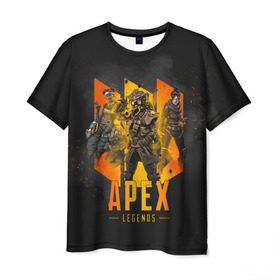 Мужская футболка 3D с принтом Apex legends в городе Новоалтайск, 100% полиэфир | прямой крой, круглый вырез горловины, длина до линии бедер | apex | apex legends | battle royale | br | games | new | titanfall | ttf | апекс легенд | бангалор | батл рояль | бладхаунд | игры | каустик | лайфлайн | мираж | рэйф | тайтанфол | титанфол