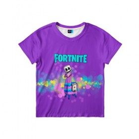 Детская футболка 3D с принтом Lama Marshmello в городе Новоалтайск, 100% гипоаллергенный полиэфир | прямой крой, круглый вырез горловины, длина до линии бедер, чуть спущенное плечо, ткань немного тянется | battle | dj | epic | fortnite | games | marshmallow | marshmello | royale | save | soldier | world | битва | диджей | королевская | маршмэллоу | солдат | фортнайт